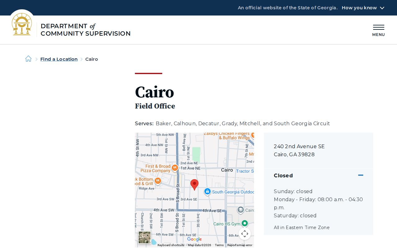 Official Georgia DCS Cairo Field Office page
