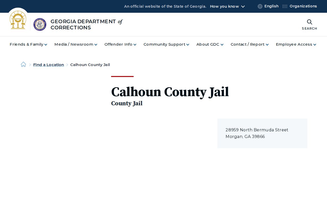 Official Calhoun County Jail location listing