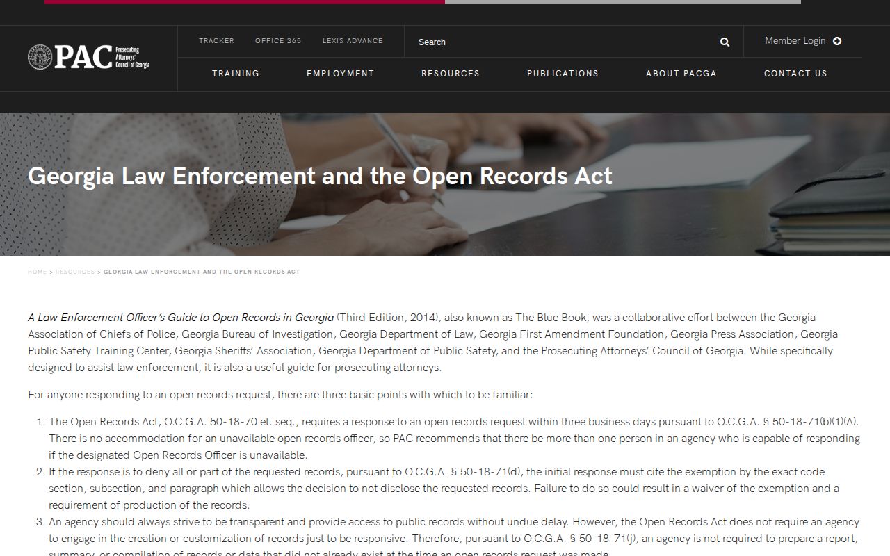 Georgia law enforcement Open Records Act guidance