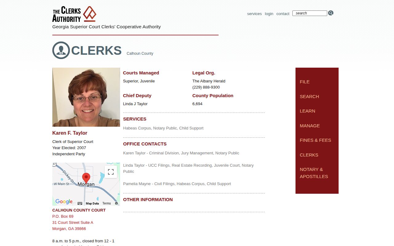Official Calhoun County clerk listing
