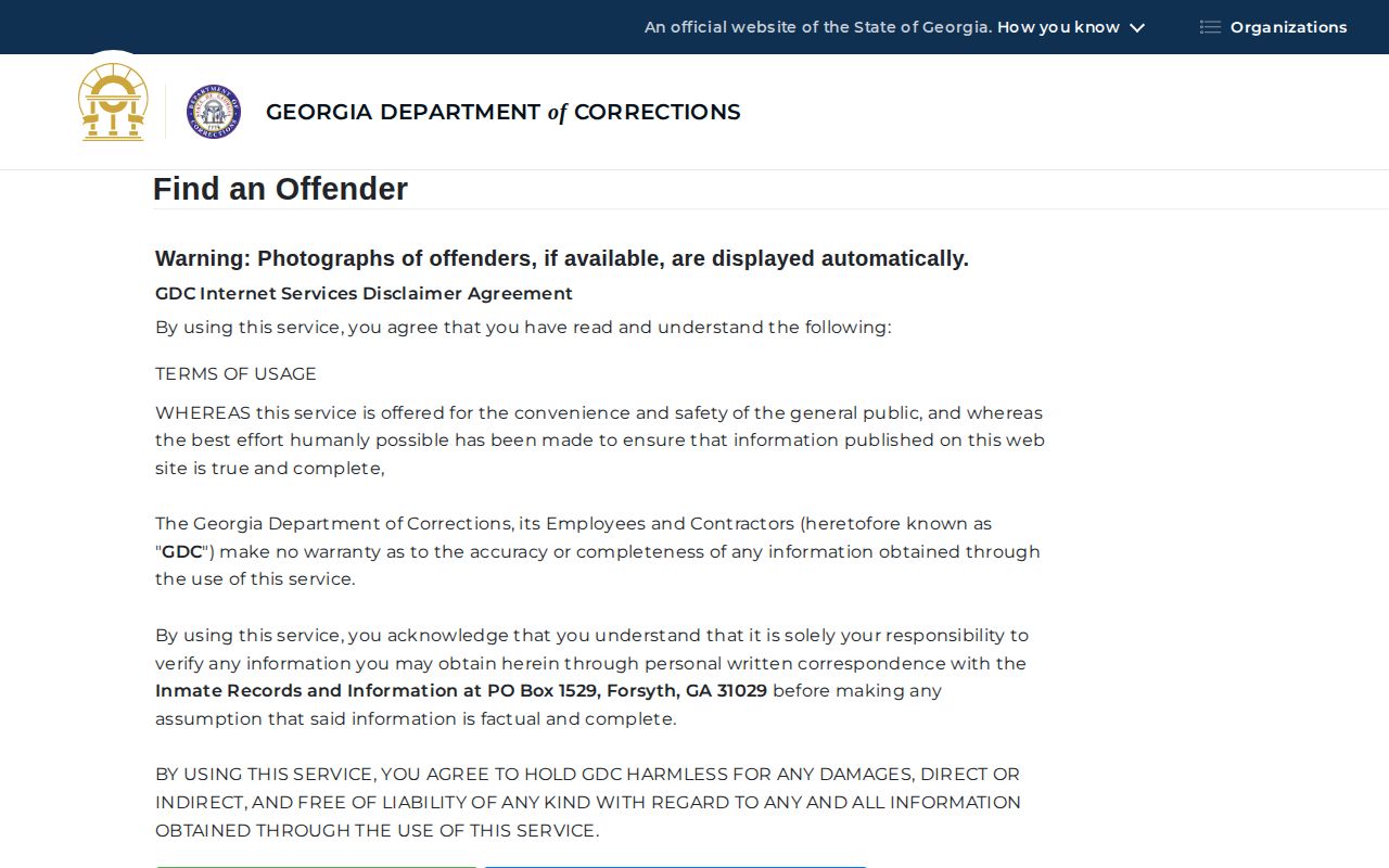 Calhoun County released inmate GDC offender search